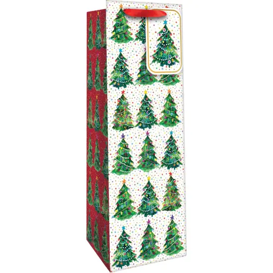 Pack/6: Christmas Trees Wine Bag - 4-1/2 x 4-1/2 x 14" {1}