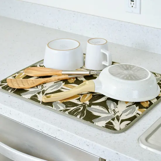 Leaf Tiles Microfiber Dish Drying Mats, Set of 2 {2}