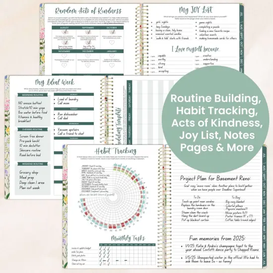 bloom daily planners 2025-26 Academic Planner, Soft Cover, 8.5" x 11", Garden Party, Beige {6}