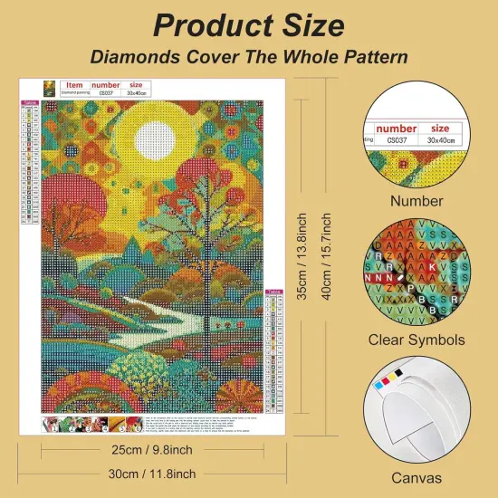 Diamond Painting Kits for Adults, 5D DIY Diamond Art Kits for Beginners, Full Drill Diamond Painting Kits for Home Wall Decor, Stained Glass Landscape, 12x16 Inch {2}