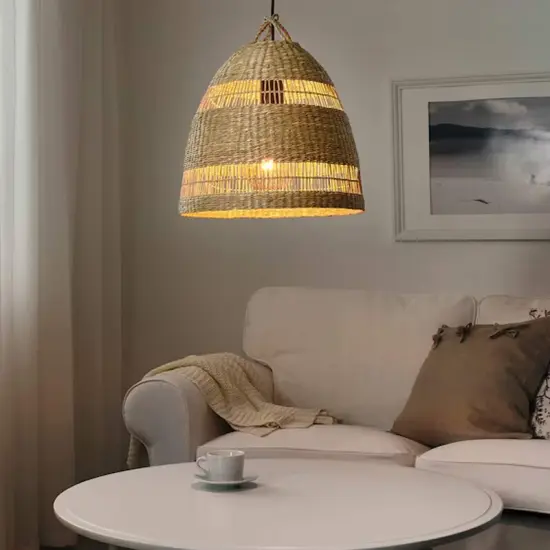 Pendant Lamp Shade Sedge Handmade 14" {5}