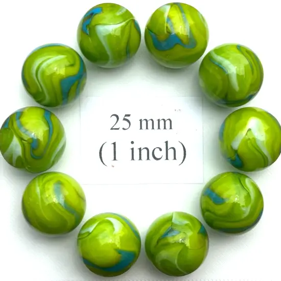 MERMAID Troll Green/Blue Glass Marbles 25mm (1 inch) SHOOTER Taw Lot {1}