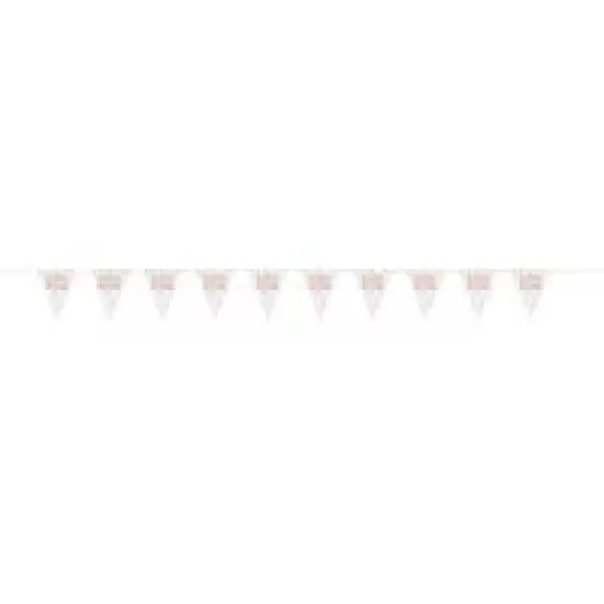 Glitz Rose Gold "Happy Birthday" Prismatic Plastic Flag Banner 9 ft {2}