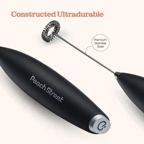 Powerful Handheld Milk Frother, Mini Milk Frother Wand, Battery Operated Stainless Steel Drink Mixer - Milk Frother Stand for Milk Coffee, Lattes, Cappuccino, Frappe, Matcha, Hot Chocolate {4}