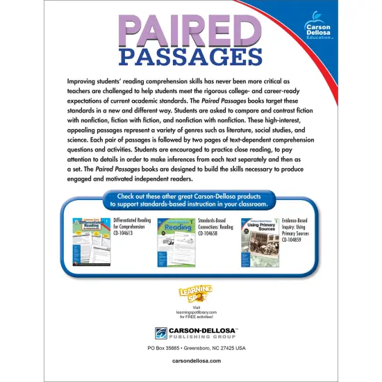 Carson Dellosa Paired Passages, Grade 1 Workbook {2}