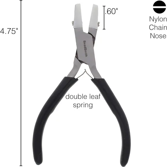 The Beadsmith Double Nylon Jaw Chain Nose Pliers, 4.75 inches (120mm), Black PVC Comfort Grip Handle, with Double Leaf Spring, protects wire when bending and looping {3}