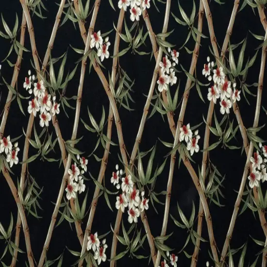 1 Yard Bamboo Branches with Flowers and Leaves Fabric Upholstery Fabric 100% Cotton 56-58 Inches Wide {3}