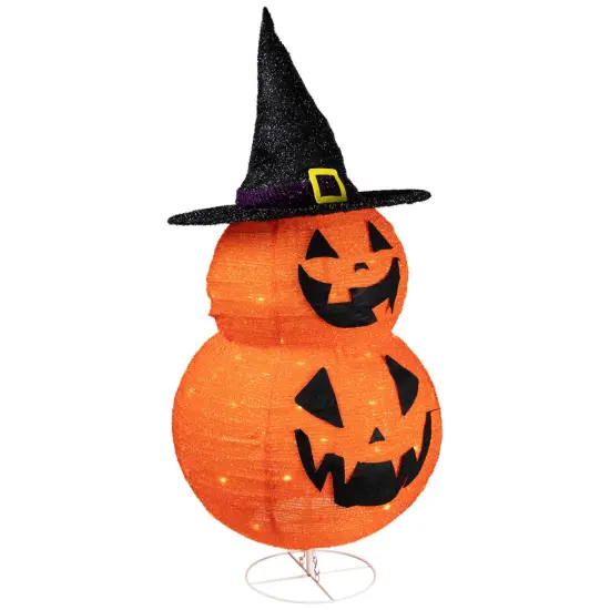 Northlight LED Lighted Jack-O-Lanterns in Witch's Hat Outdoor Halloween Decoration - 34" Orange {7}