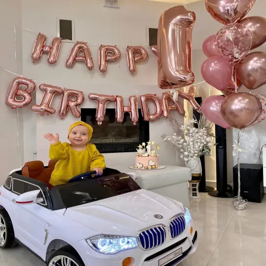 Rose Gold Happy Birthday Balloon Banner {4}