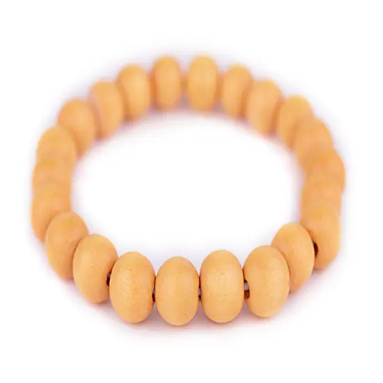 The Bead Chest Wood Stretch Bracelet, Yellow - Stackable Beaded Jewelry, Unisex for Men & Women {1}
