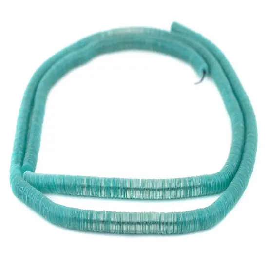 The Bead Chest Translucent Aqua Vinyl Phono Record Beads (8mm) {3}