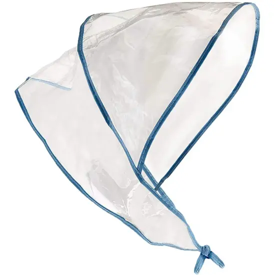 Juvale 12-Pack Clear Waterproof Rain Bonnet Hat with Visor, Transparent with Blue Trim {1}