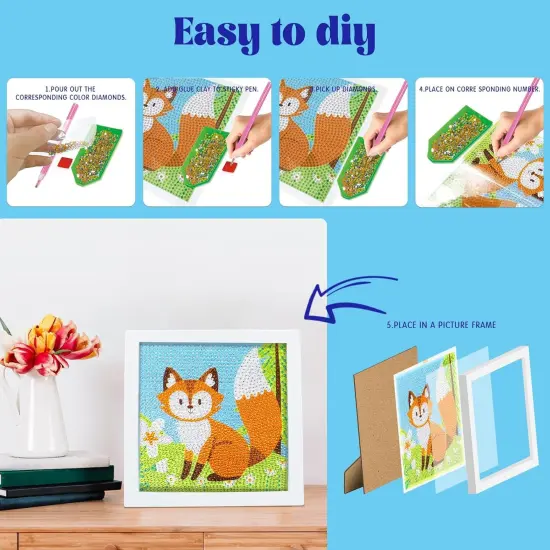 Diamond Art Kits for Kids Beginners - Gem Art Painting Kits with 6 Designs, 6 Diamond Dot Tools {3}