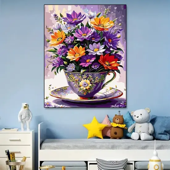 Flowers Paint by Numbers Kit for Adults- Flowers Paint by Number Adult, Floral Acrylic Paint by Number for Gift Home Wall Decor(16x20Inch) {4}