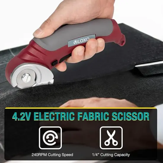 Cordless Electric Scissors, Rotary Cutter for Fabric with Safety Lock, 4.2V Cardboard Cutter Multi-Cutting Tools, Rechargeable Powerful Fabric Cutter for Carpet Leather Felt with Storage Box {3}