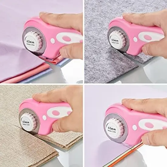 45mm Rotary Cutter with 5pcs Extra Blades, Ergonomic Handle Rolling Cutter with Safety Lock for Fabric, Leather, Crafting, Sewing, Quilting, Fabric Rotary Cutter Perfect for Left & Right Hand(Pink) {4}