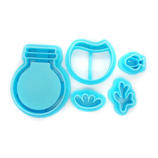 Cute Aquarium Bottle Clay Cutters, 5 pc, Tiny Fish Tank Set, Adorabilities {3}