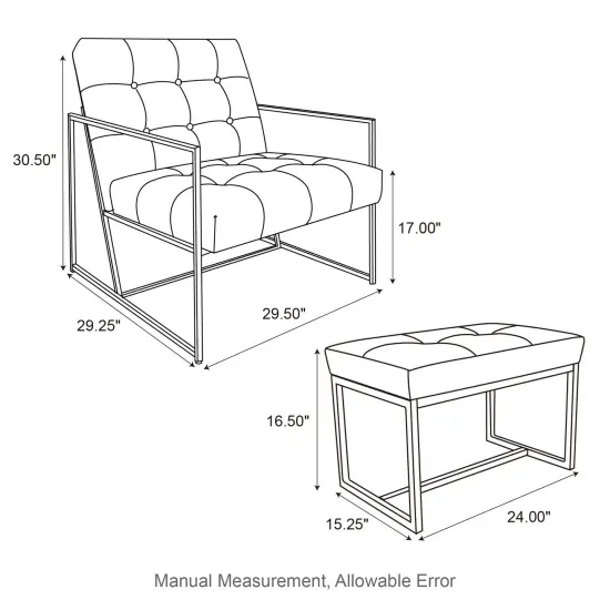 Set of 2 Modern Hunter Thick Leatherette Accent Chair & Accent Stool Camel {6}
