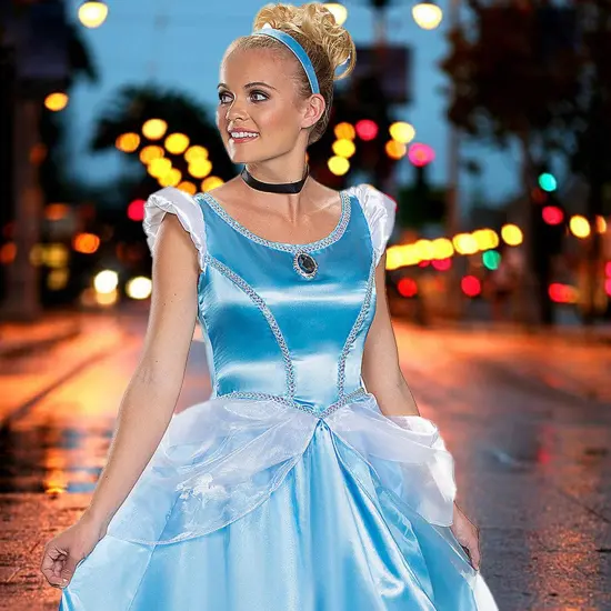 Womens Small Deluxe Cinderella Costume With Shimmery Blue Princess Ball Gown {2}