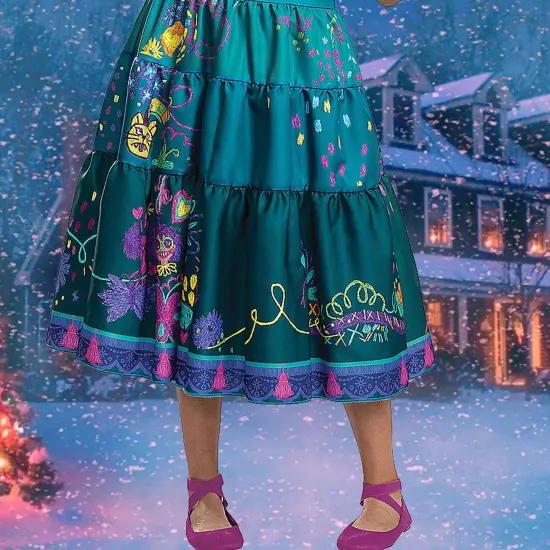 Deluxe Womens Mirabel Madrigal Costume Colorful, Encanto Dress With Shoulder Bow Detail {3}