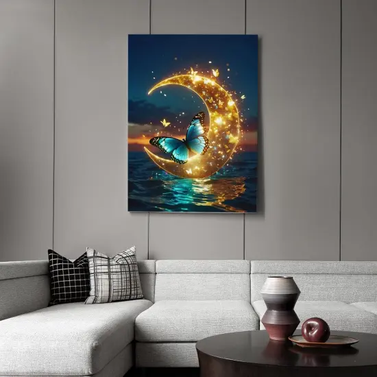 Butterfly Diamond Art Kits for Adults, Moon Diamond Painting Kits for Adults Beginners, DIY 5D Moon Diamond Painting with Round Gem Art Kits for Gift Home Wall Decor 12x16 Inch {4}