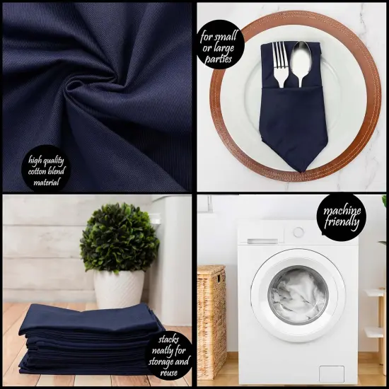Kitchen Cloth Napkins 12 Pack 18X18 Inches Cotton Blend Soft Fabric with Hemmed Edges, Blue Dinner Napkins Washable Reusable and Durable Linen Napkins for Parties Table Setting Decor (Navy) {5}