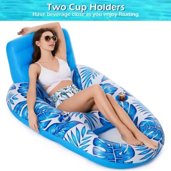 Summer Inflatable Pool Float Adult - Pool Floaties Lounger Floats Raft Floating Chair Water Floaties for Swimming Pool Lake Lounge Float with Cup Holders Beach Pool Party Toys {3}