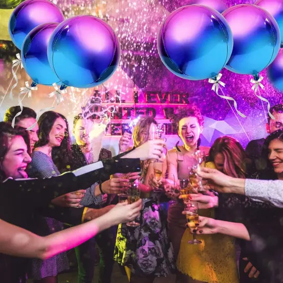 7 Pack Purple Galaxy Balloons, 22 Inch Large 4D Round Ombre Balloons Party Decorations {2}