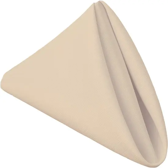Cloth Napkins - 17 x 17 Inch Beige Dinner Napkins - Set of 12 Soft & Absorbent Washable Fabric Cloth Table Napkins with Hemmed Edges for Hotel Restaurant, Holiday Parties & Wedding {3}