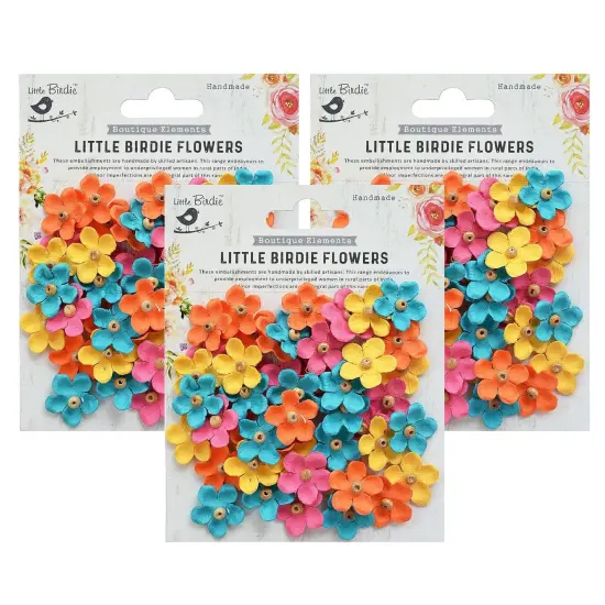Pack of 3 - Little Birdie Beaded Blooms 50/Pkg-Vivid Palette {1}