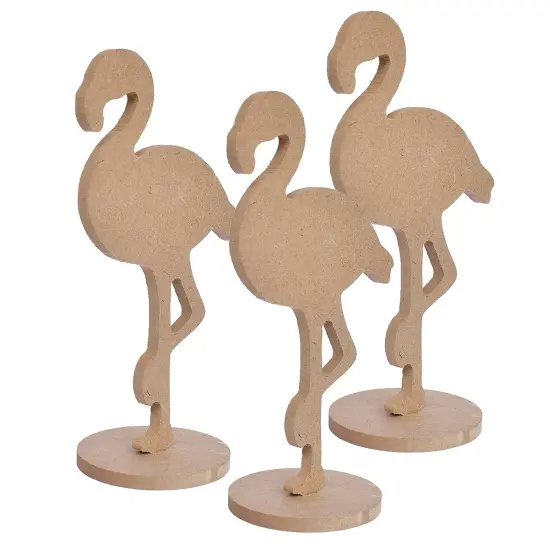 Pack of 3 - Little Birdie MDF Decorable Flamingo With Base 5.5 mm-Flamingo With Base {1}