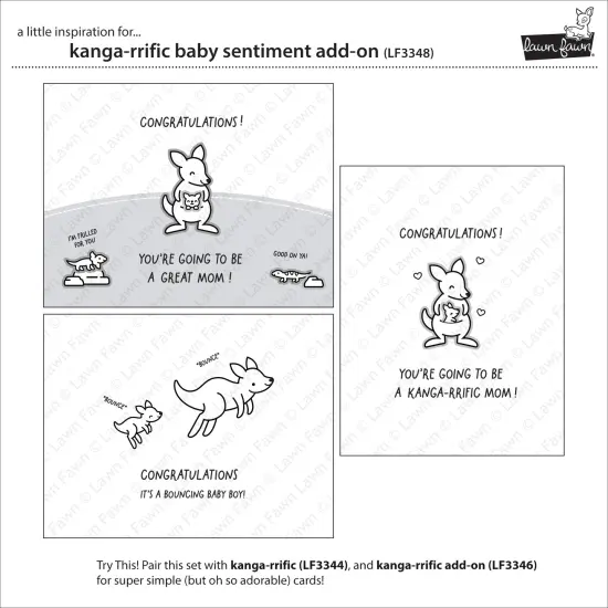 Lawn Fawn Clear Stamps 3"X2"-Kanga-rrific Baby Sentiment Add-On {1}