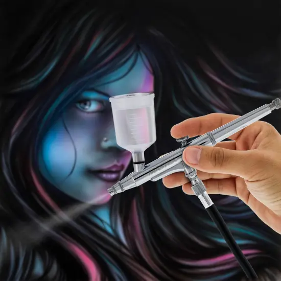 Master Performance G244 Pro Set Dual-Action Gravity Feed Airbrush Set with 3 Nozzle Sets (0.2, 0.3 & 0.5 mm) 3/4 & 1.5 oz Cups {6}