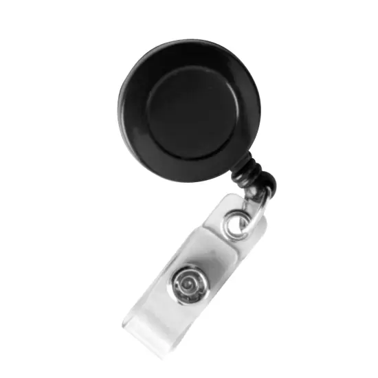 Standard ID Badge Reels, Round Belt Clip Strap, Black, Pack of 25 {1}