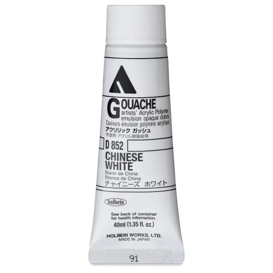 Holbein Acrylic Gouache - Chinese White, 40 ml tube {2}