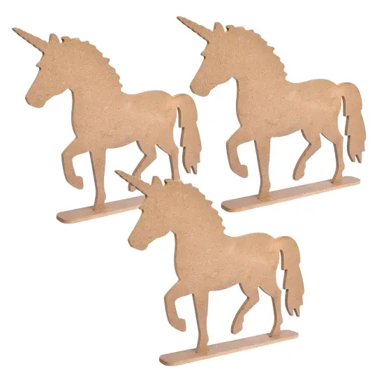 Pack of 3 - Little Birdie MDF Base Standing Unicorn 12"X9.5"-Standing Unicorn {1}