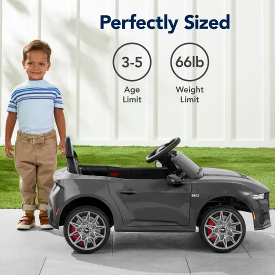Best Choice Products Kids 12V Electric Ride-On Car Officially Licensed Ford Mustang w/ Remote, LED Lights Gray {5}
