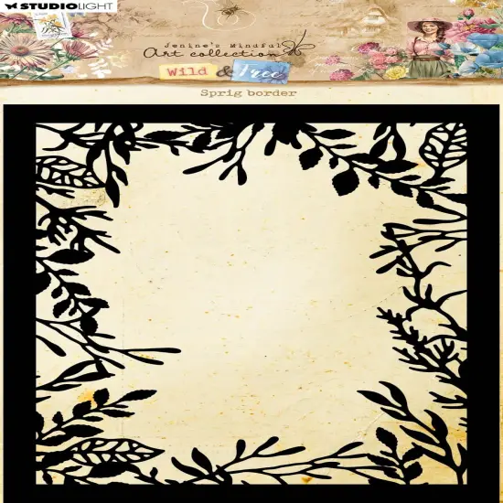 Studio Light Jenine's Mindful Art Wild & Free Stencil-Nr. 283, Sprig Border {1}