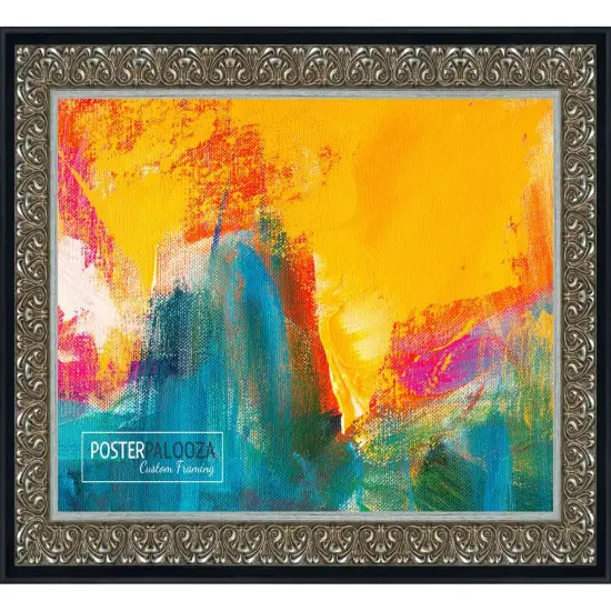 Square Ornate Silver Picture Frame - UV Acrylic, Foam Board Backing, Hanging Hardware {5}