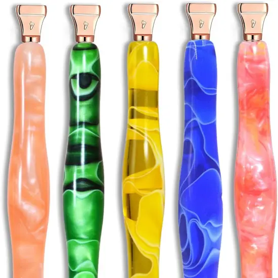 Rose Gold Metal Stainless Steel Tip Resin Diamond Painting Art Sticky Drill Dot Pen Stylus Kits Set Accessories Tool with Wax for DIY 5D Diamond Painting Gem Nail Art White {4}