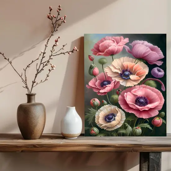 Flowers Paint by Numbers Kit for Adults, Paint by Number Pink Flowers, Paint by Numbers Kit for Adults Beginner, Adults' Paint-by-Number Kits for Gift and Home Wall Decor 16x20 Inch {3}