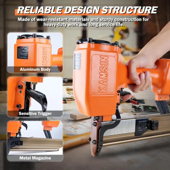 Woodpecker 16-Gauge 7/16-Inch Medium Crown Construction Stapler, Fits 1-Inch to 2-Inch Length Staples, Pneumatic Heavy Duty Wide Crown Stapler Gun {2}