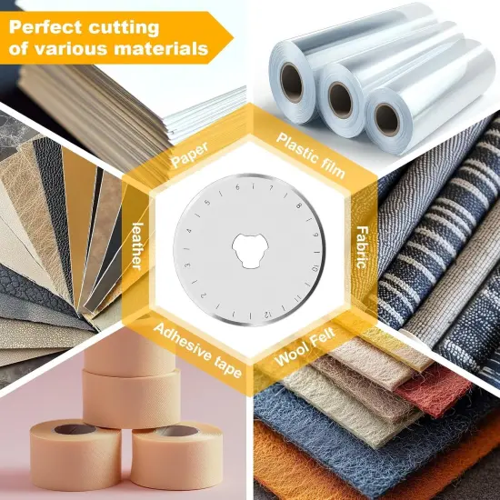 10 PCS 45mm Rotary Cutter Replacement Blades Ultra-Sharp and Durable Steel Blades with Clear Scale Rotary Cutter Blades for Quilting Sewing Crafting and Fabric Leather Cutting (45mm-Silver) {5}