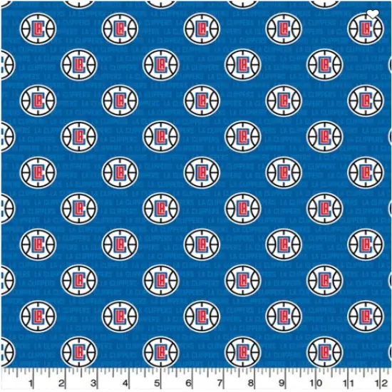 NBA Licensed Los Angeles Clippers Ditsy City Print Cotton Fabric by the Yard {1}