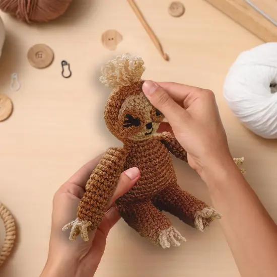 Little Crochet Friend Animals Crochet Kit, Sloth, 8", Complete Kit, Learn to Animal Starter Kit for All Ages, Includes Instructions, DIY Amigurumi Kits {4}