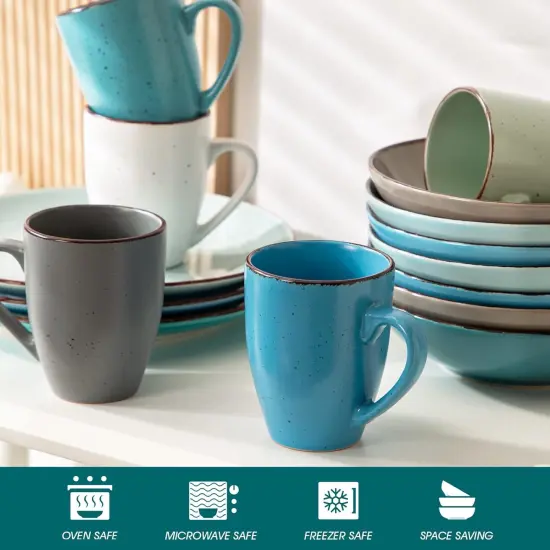 Moda Coffee Mugs Set of 6-12 oz Ceramic Coffee Cups {5}