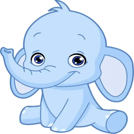 Blue Baby Elephant Edible Cake Topper Image 7.5 Round {2}