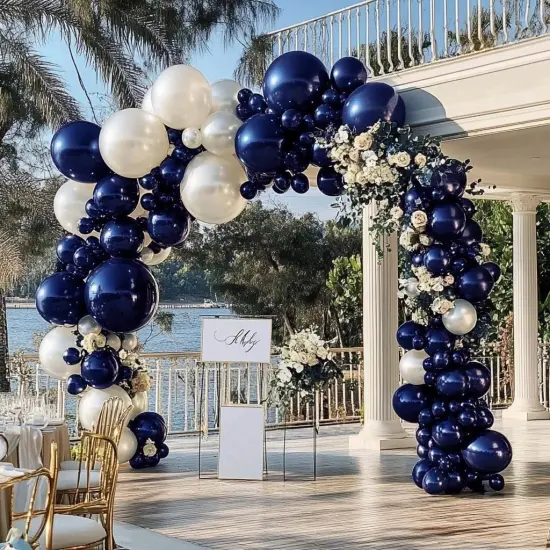 Navy Blue Balloons Double Stuffed Dark Royal Blue Balloon Garland Different Sizes 18/12/5in Pearl Balloon Arch Kit For Graduation Birthday Baby Shower Wedding Party Decorations {2}