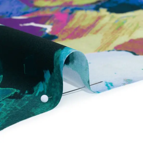 1 Yard Silk Charmeuse 16mm Abstract Print 53" Wide Teal & Purple Fabric for Evening Wear & Skirts {2}