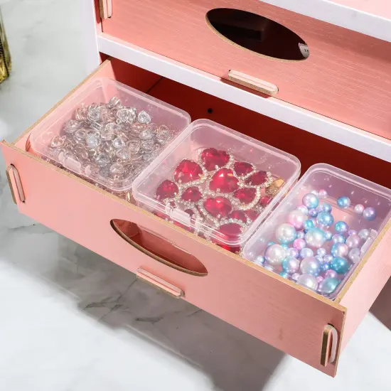6 Pieces Mini Plastic Clear Beads Storage Containers Box for Collecting Small Items, Beads, Jewelry, Business Cards, Game Pieces, Crafts (2.13 x 2.13 x 0.79 Inch) {5}